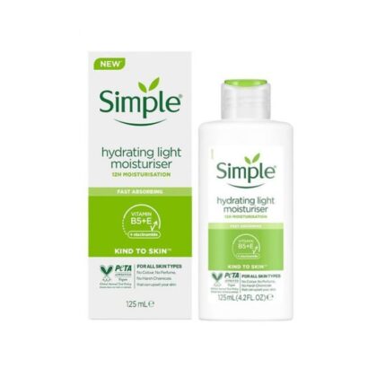 Simple Hydrating Light Moisturiser provides care with a light feel on the skin, leaves skin feeling soft, smooth and perfectly hydrated for up to 12 hours.